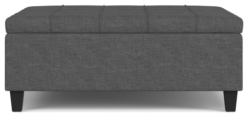 Harrison Large Square Coffee Table Storage Ottoman, Slate Grey