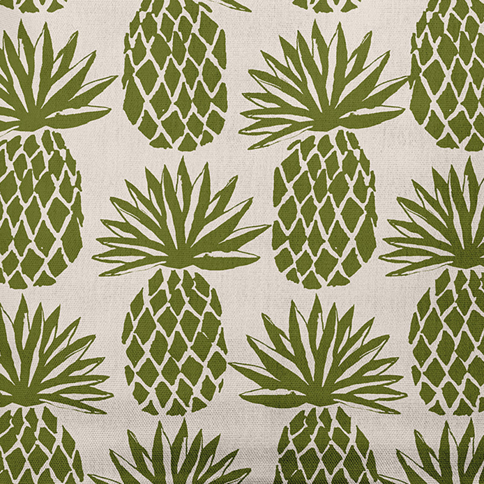 18" x 18" Pineapple Stripes Indoor/Outdoor Polyester Throw Pillow, Olive