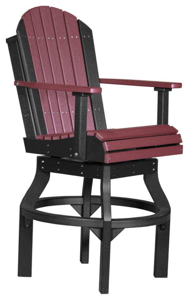 Set of 4 Poly Adirondack Swivel Chairs, Cherrywood & Black, Bar Height