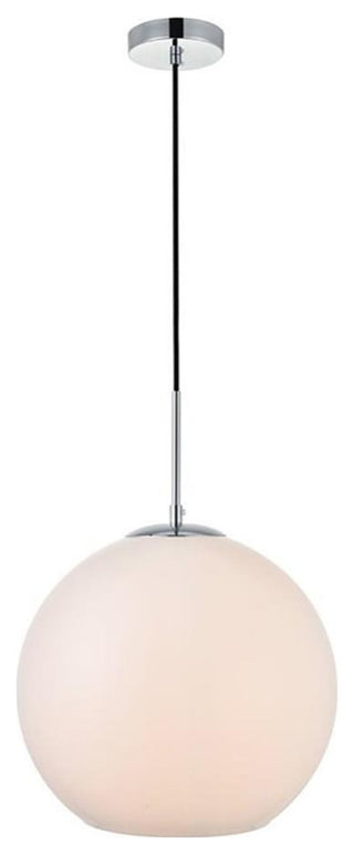 Living District Baxter 1-Light Metal Pendant in Chrome and White