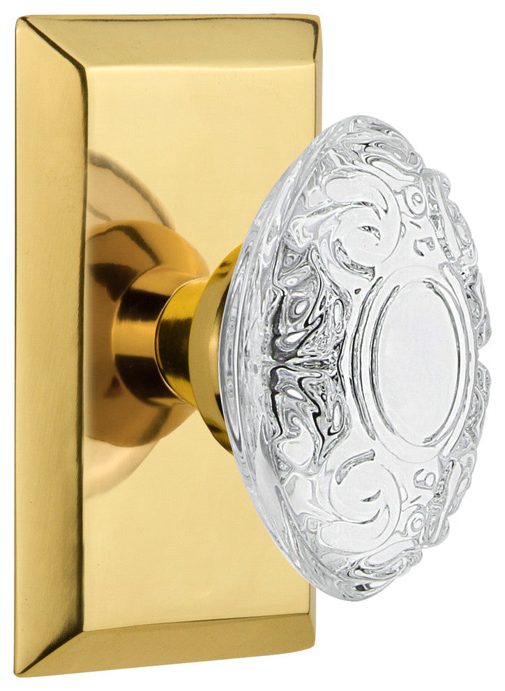 Studio Plate Double Dummy Crystal Victorian Knob, Polished Brass, STUCVI