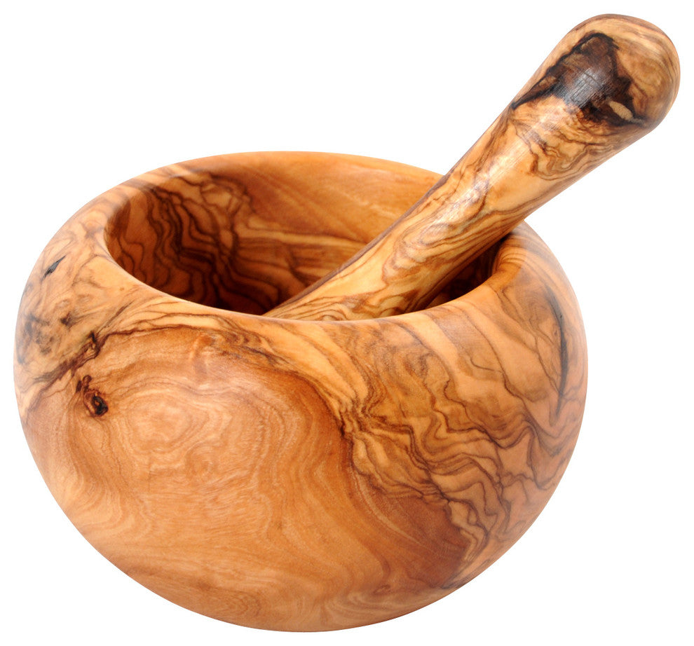 Handmade Olive Wood Pestle and Mortar, 5.5"