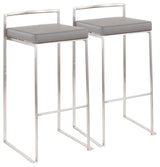 LumiSource Fuji Barstool, Stainless Steel Set of 2, Grey