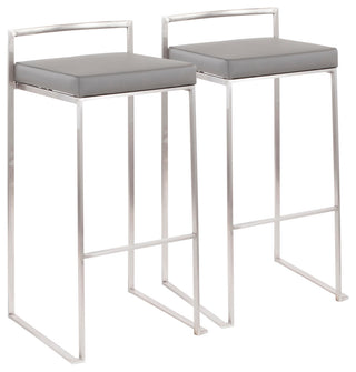 LumiSource Fuji Barstool, Stainless Steel Set of 2, Grey