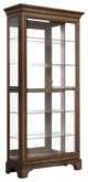 Traditional Sliding Door Curio with Glass Shelves and LED Light