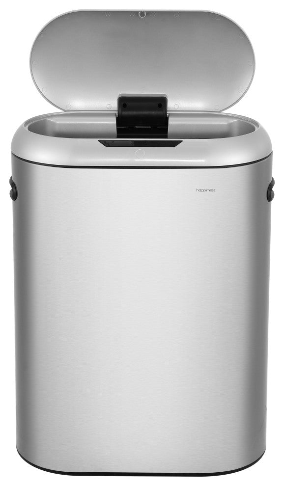 13.2-Gallon Slim Oval Motion Sensor Touchless Trash Can, Touch Mode, Silver
