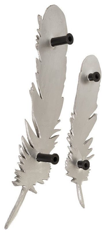 Feathers Wall Art, Silver Leaf, Set of 2