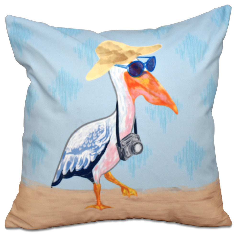 Bernadette, Animal Print Pillow, Blue, 20"x20"