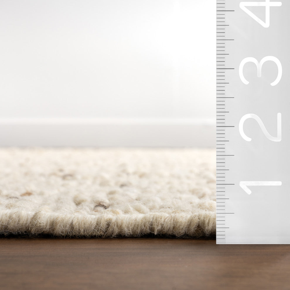 Frenshe Interiors x RugsUSA JuJu Diamond Trellis Wool Rug, Ivory 8' x 10'