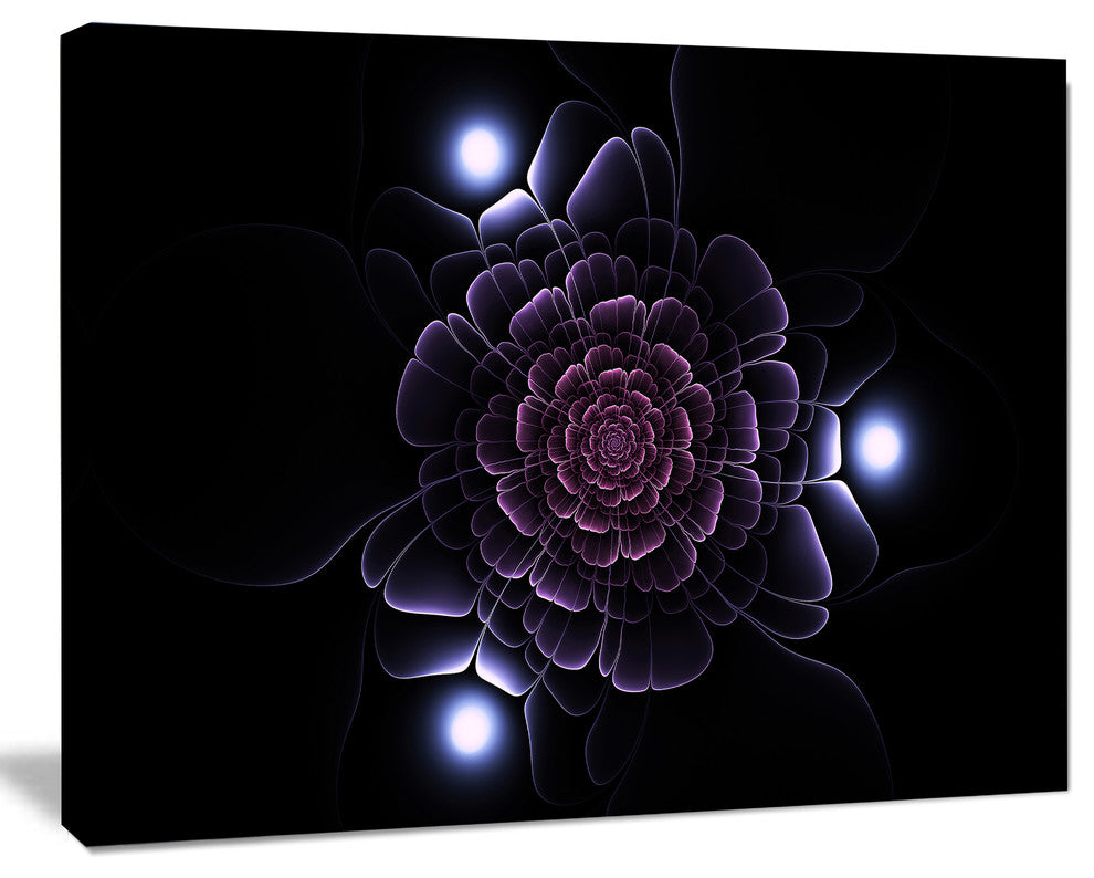 Purple Fractal Flower on Dark, Floral Canvas Art Print, 20"x12"