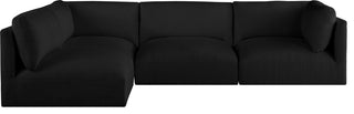 Ease Fabric Upholstered L-Shaped Modular Sectional, Black, 4 Piece: 2 Corner, 2 Armless
