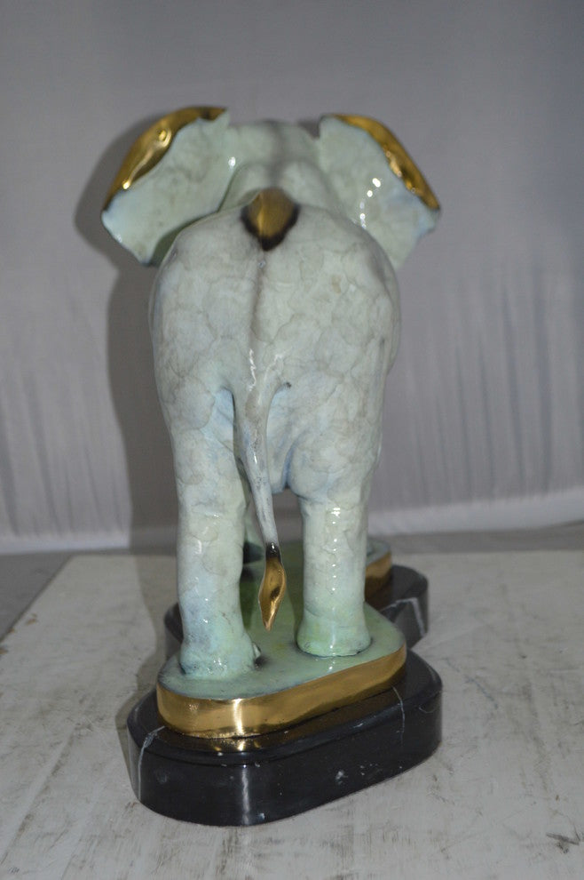 Elephant trunk Down Bronze Statue -  Size: 28"L x 12"W x 17"H.