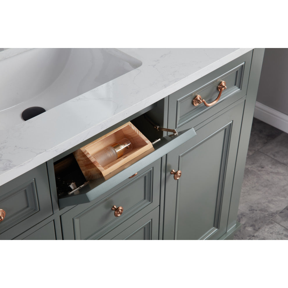 Legion Furniture WS2512 Series Bathroom Sink Vanity, Pewter Green, 48", Artificial Stone Top, Single Sink