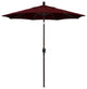 7.5' Bronze Push-Button Tilt Crank Aluminum Umbrella, Burgundy Pacifica