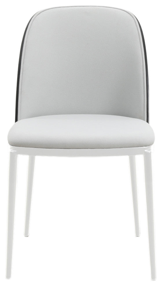 LeisureMod Tule Dining Chair With Upholstered Seat and White Steel Frame, Black/Platinum Blue