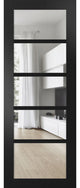 Slab Barn Door 30 x 80, Quadro 4522 Matte Black & Clear Glass, Sliding