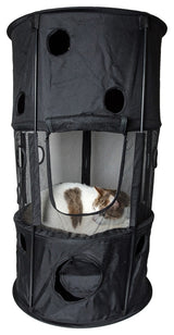 Climbertree Circular Obstacle Play-Active Collapsible Cat House, Black
