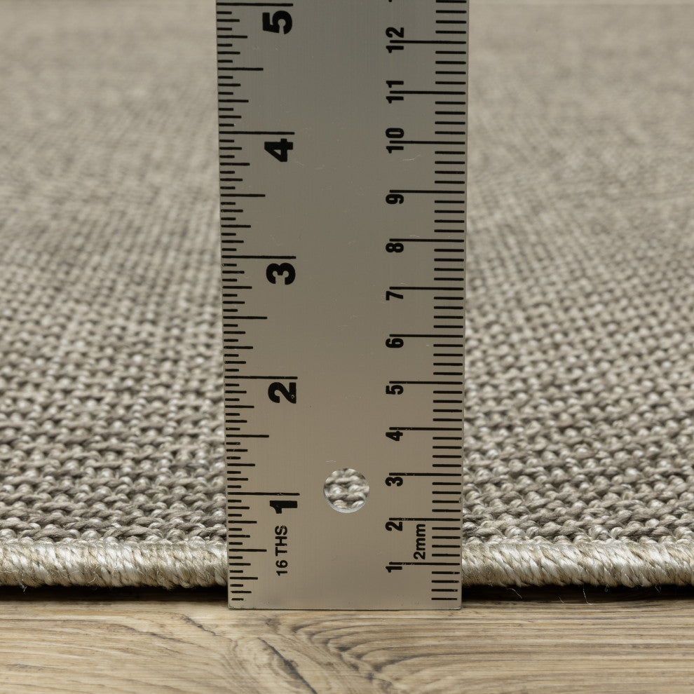 Cannes Solid Diamond Grey/Light Grey Indoor-Outdoor Area Rug Runner 1'10" x 7'6"