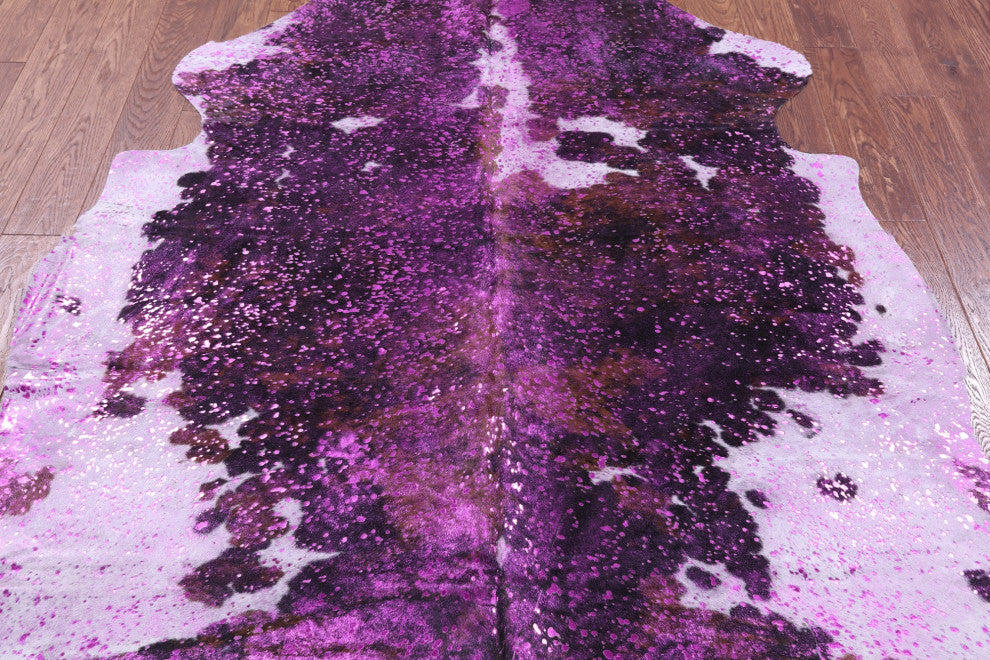 Pink Metallic Cowhide Rug 6' 4" X 6' 5" C2101