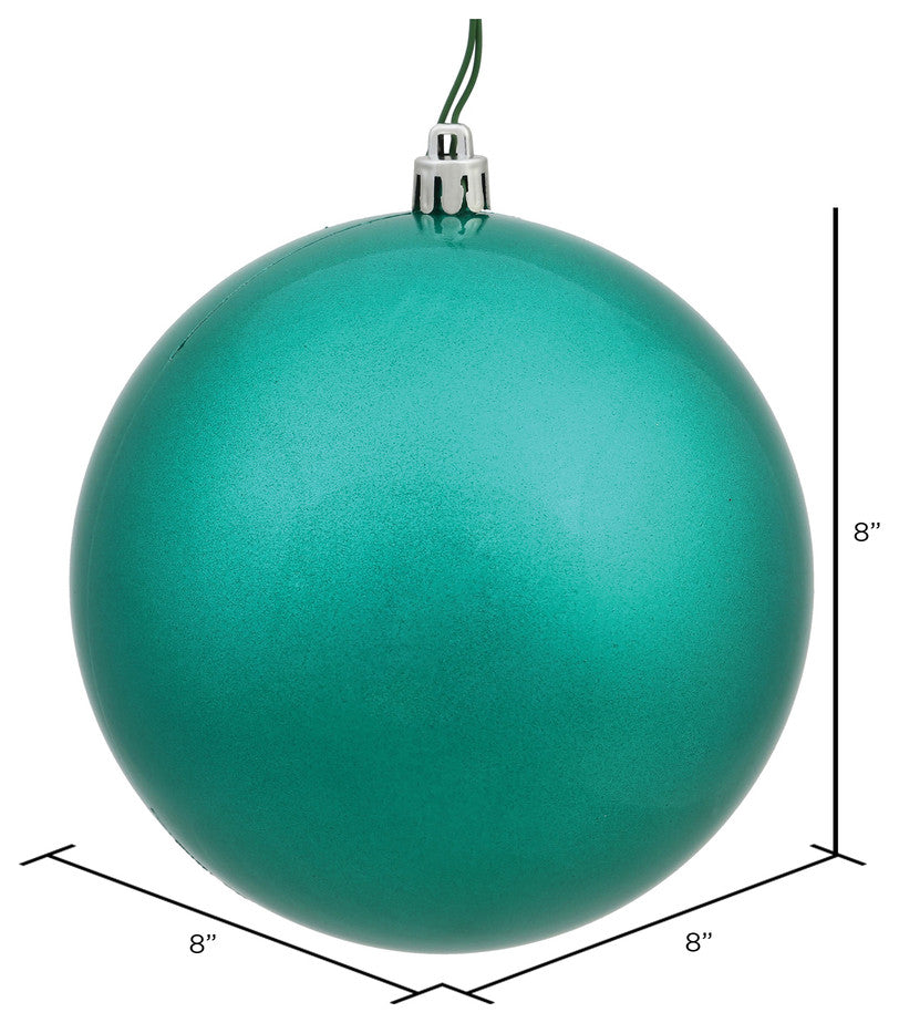 Vickerman N592042Dg 8" Teal Glitter Ball Ornament, 4 Per Set
