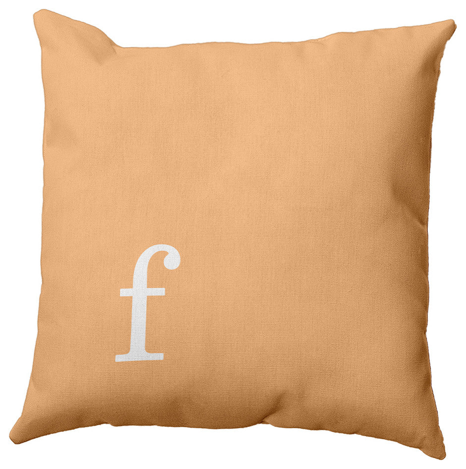 26"x26" Modern Monogram Decorative Throw Pillow, Pale Gold
