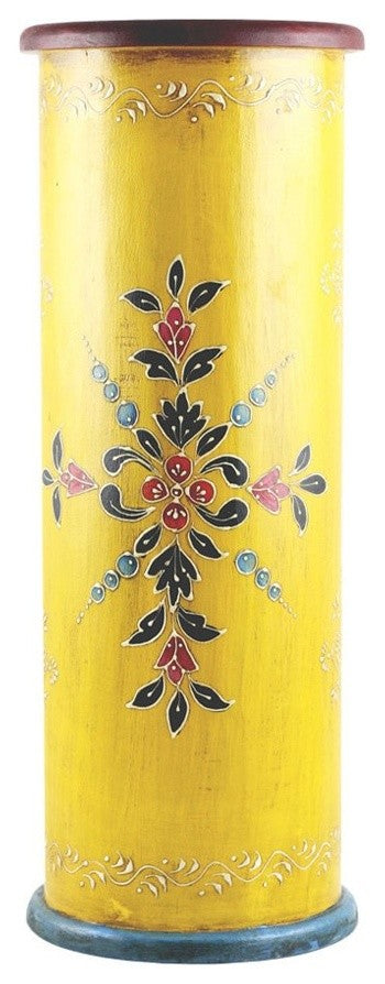 Handcrafted Hand-painted Yellow Wooden Umbrella Stand