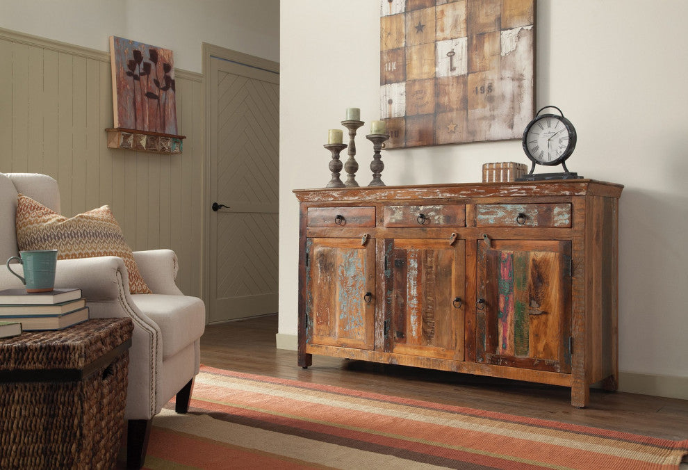 3-Door Accent Cabinet, Reclaimed Wood