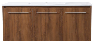 Single Bathroom Floating Vanity, Walnut Brown, 48"