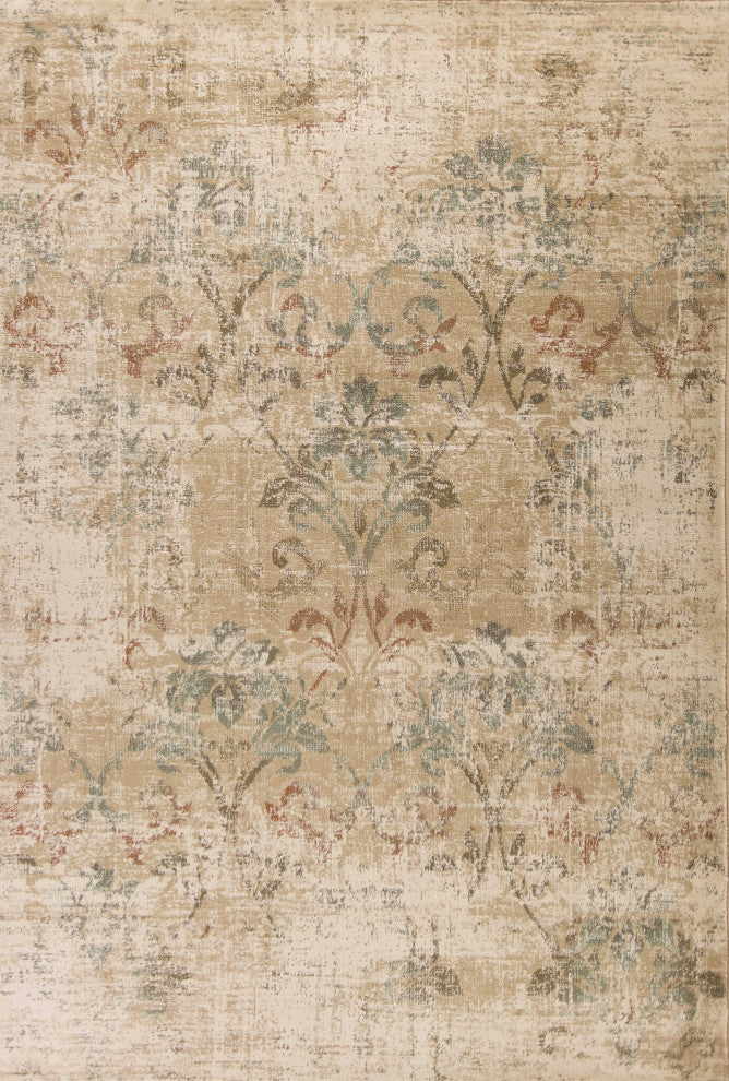 HomeRoots 8'x11' Champagne Beige Machine Woven Damask Indoor Area Rug