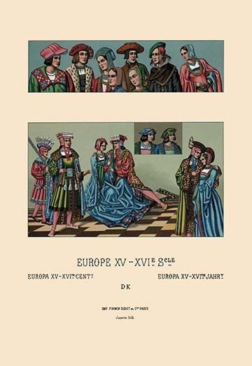Europe - Costumes of Pageantry, 1400-1600- Gallery Wrapped Canvas Art 28" x 42"