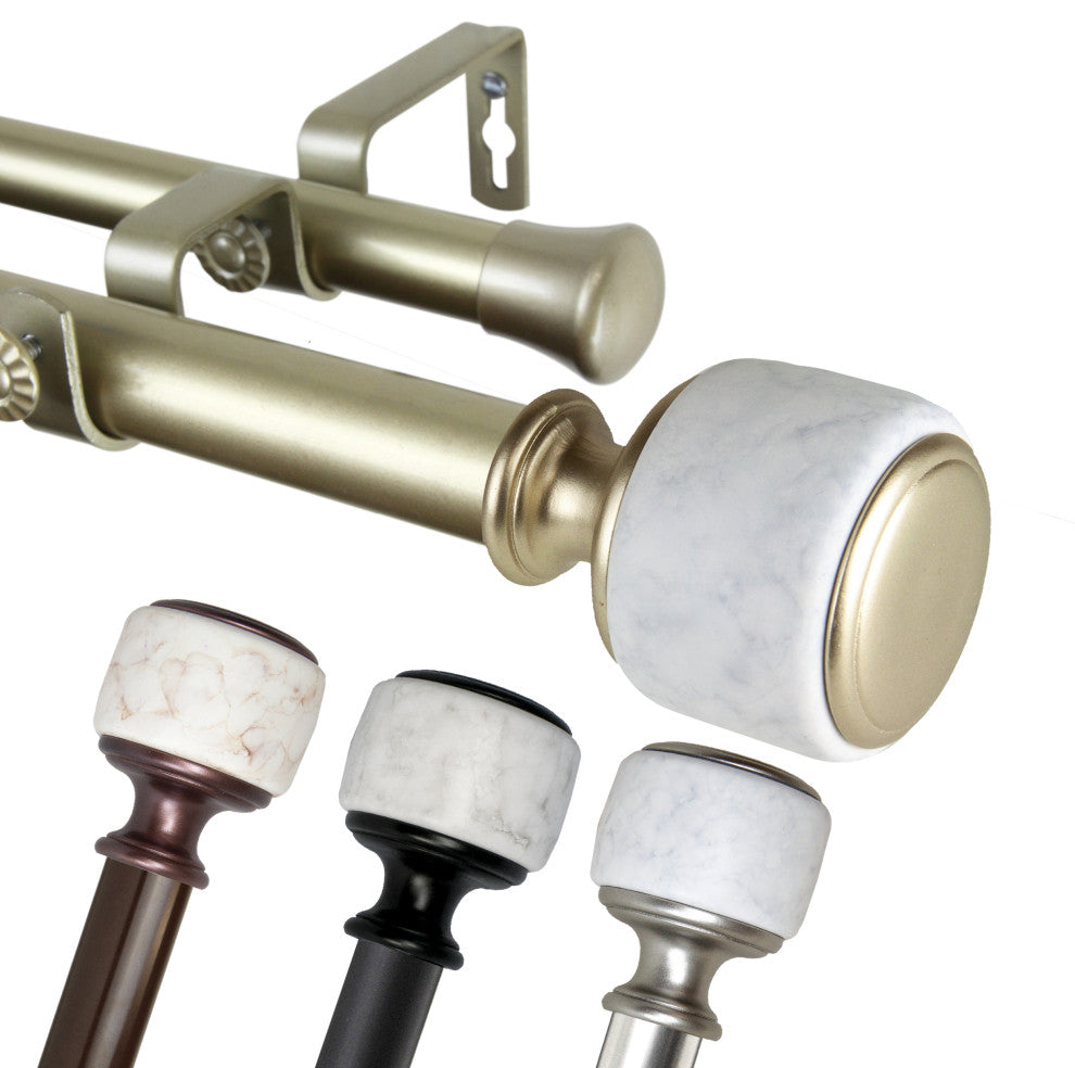 Adalynn 1" Diameter Double Curtain Rod, Gold, 48-84"