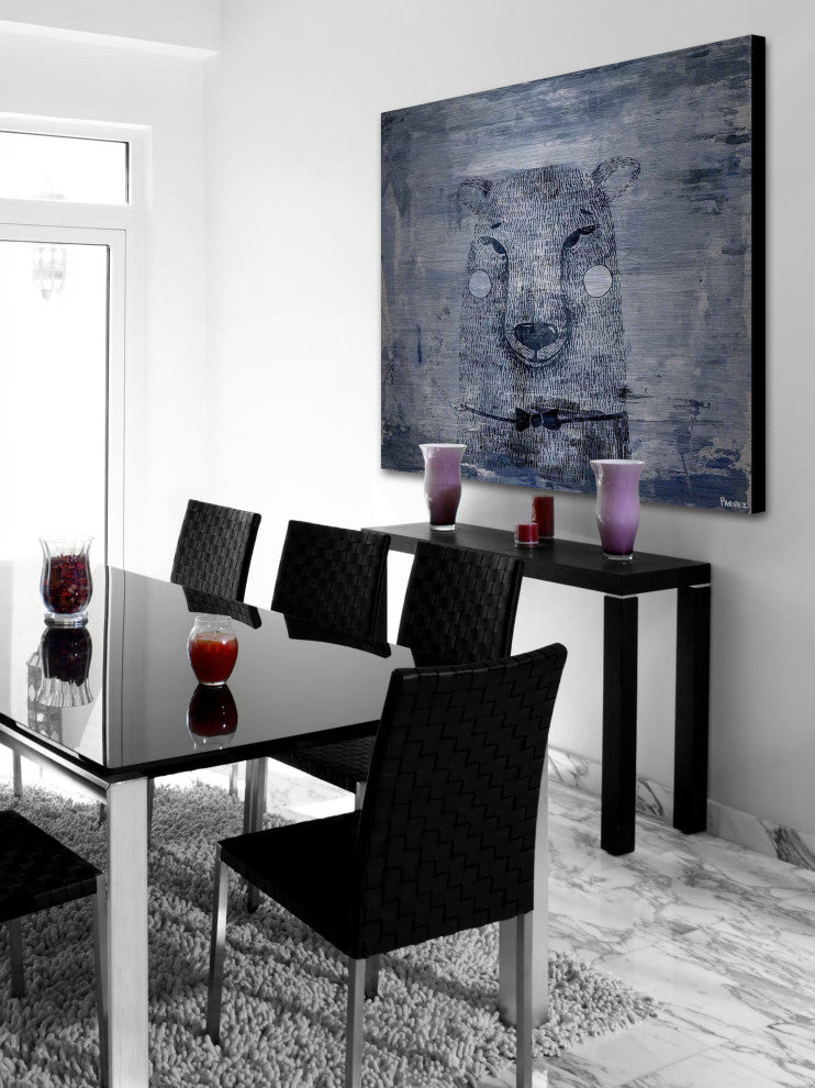 "Blue Smile" Painting Print on Brushed Aluminum, 18"x18"