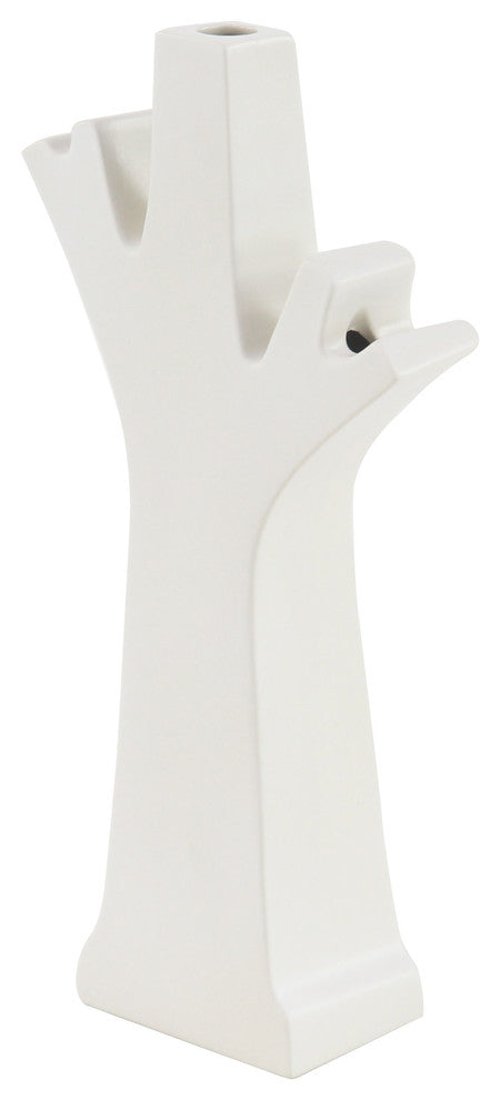 Craftsman Tree-Shaped Ceramic Vase, White