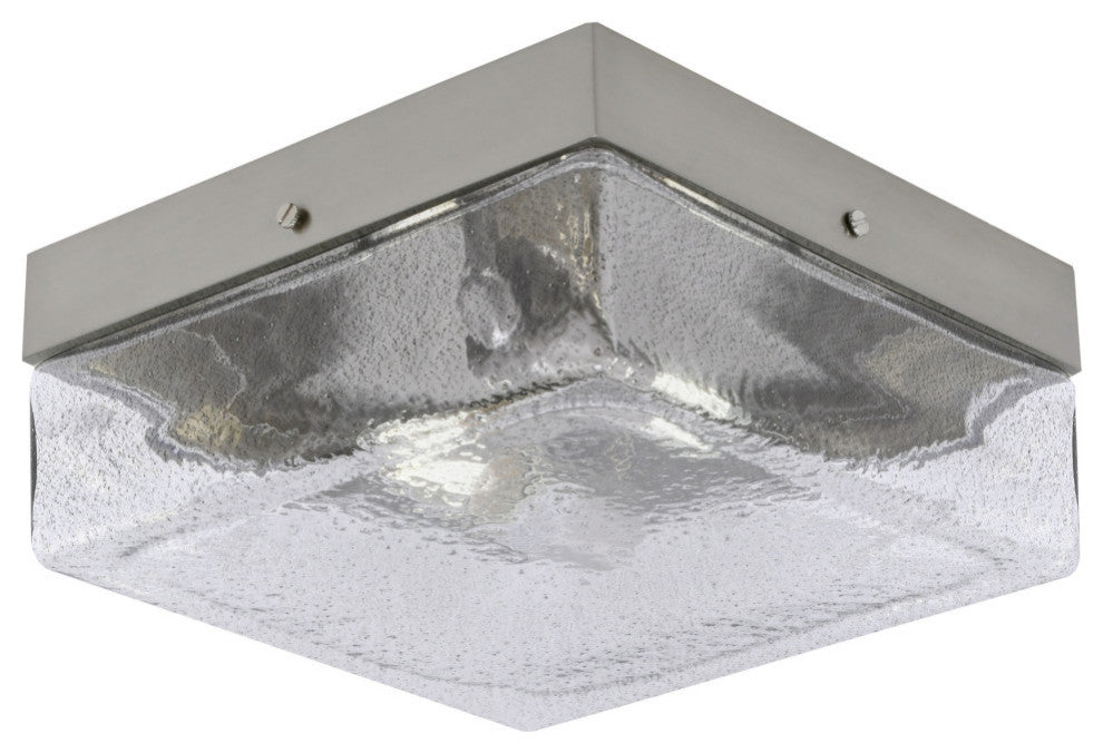 10" 2-Light Flush Mount Light, Brushed Nickel, Smoke Bubble Glass