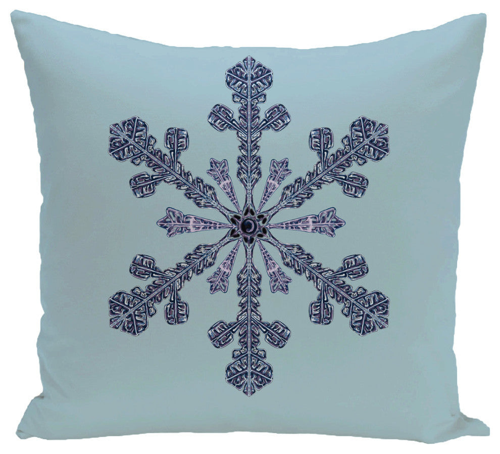 Vail, Decorative Holiday Print Pillow, Light Blue, 18"x18"