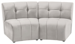 Limitless Velvet Upholstered 2-Piece Modular Sectional, Cream