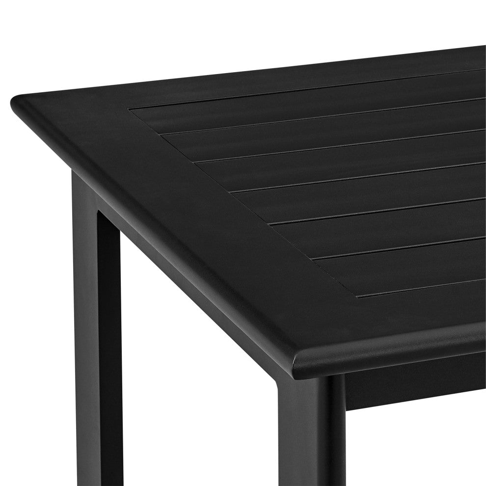 Wiglaf Outdoor Patio 5-Piece Bar Table Set, Aluminum With Gray Cushions