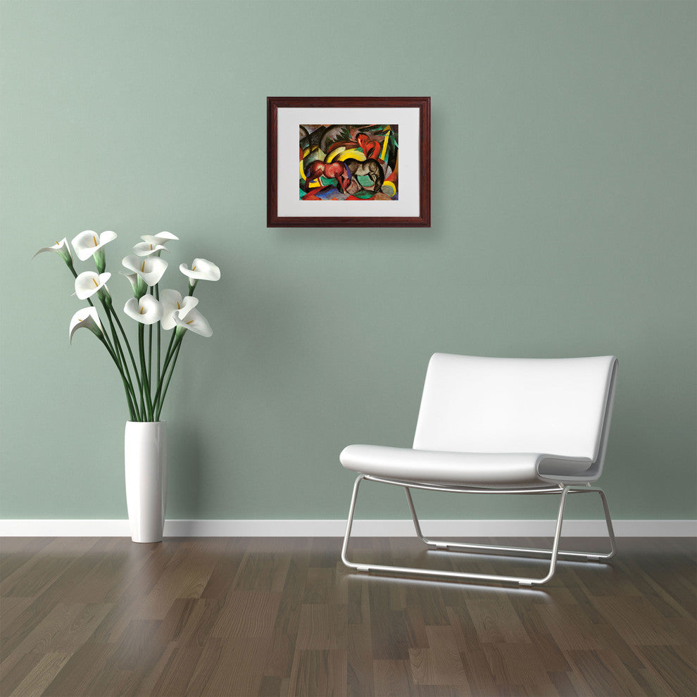 'Three Horses, 1912' Matted Framed Canvas Art by Franz Marc
