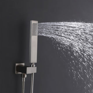 Thermostatic Rain Shower System with Hand Shower-Includes Rough-in Valve, Brushed Nickel