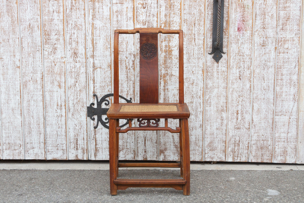 Antique Carved Elm Wood Chinese Chair
