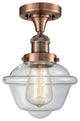 1-Light Oxford 11" Semi-Flush Mount, Antique Copper, Glass: Clear