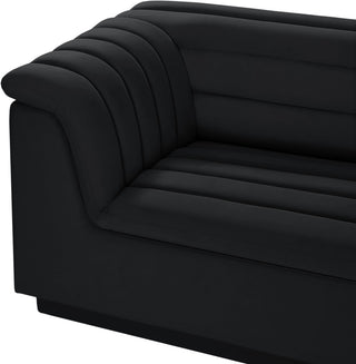 Cascade Upholstered Modular Sofa, Black, Velvet, Straight Sofa