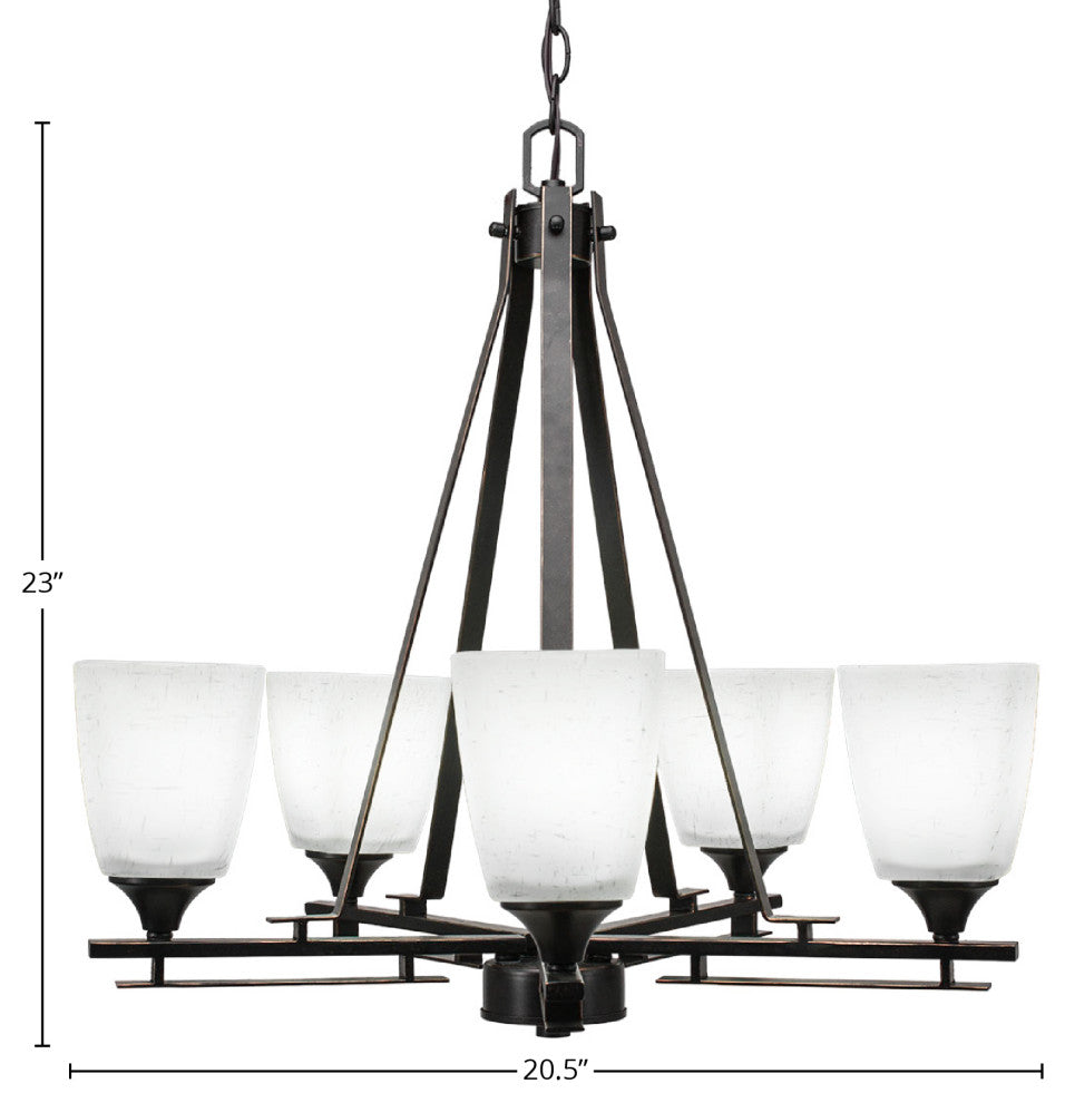 Uptowne 5-Light Chandelier, Dark Granite/White Muslin