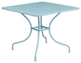 35.5'' Square Indoor-Outdoor Steel Patio Table, Blue