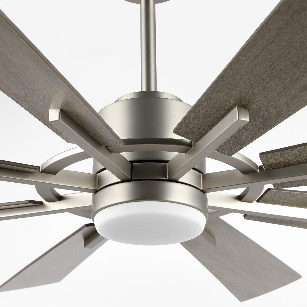 60" Reversible 8-Blade LED Ceiling Fan With Remote, Light, Brushed Nickel/Gray