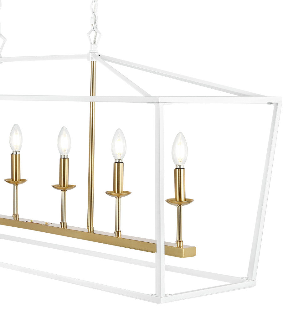 Pagoda Lantern Metal LED Pendant, White, Width: 49"