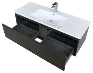 Sant 48 Iron Charcoal Vanity, Acrylic Top With Sink, Rose Gold Faucet Set