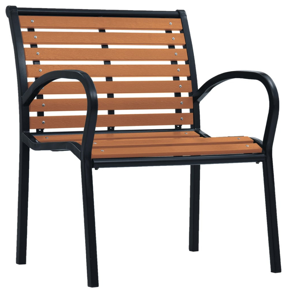 vidaXL Patio Chairs 2 Pcs Outdoor Dining Chair Steel and WPC Black and Brown