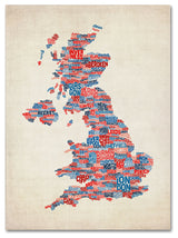 'UK Cities Text Map 2' Canvas Art by Michael Tompsett