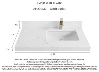 Cambridge 36 Right Offset Bath Vanity in Hale Navy Blue 2" Empira Quartz